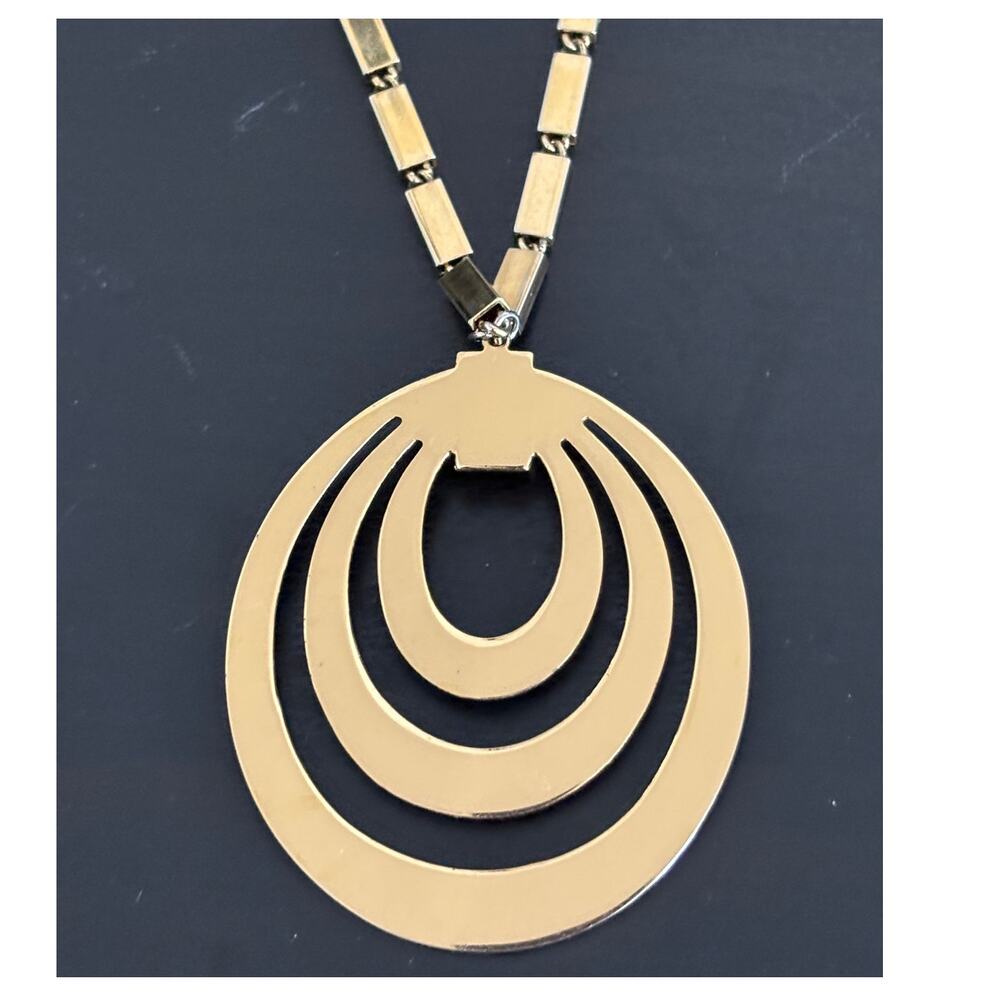 Vintage Monet Big Modernist Statement Necklace Gold Tone Chunky Chain - Picture 8 of 8